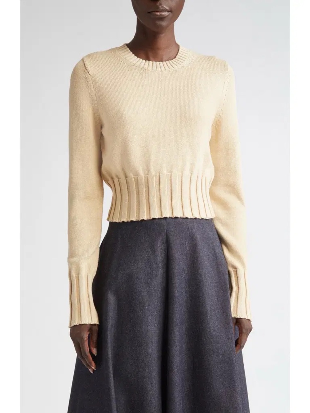 Altuzarra Livvy Crop Sweater in an antique pearl cream